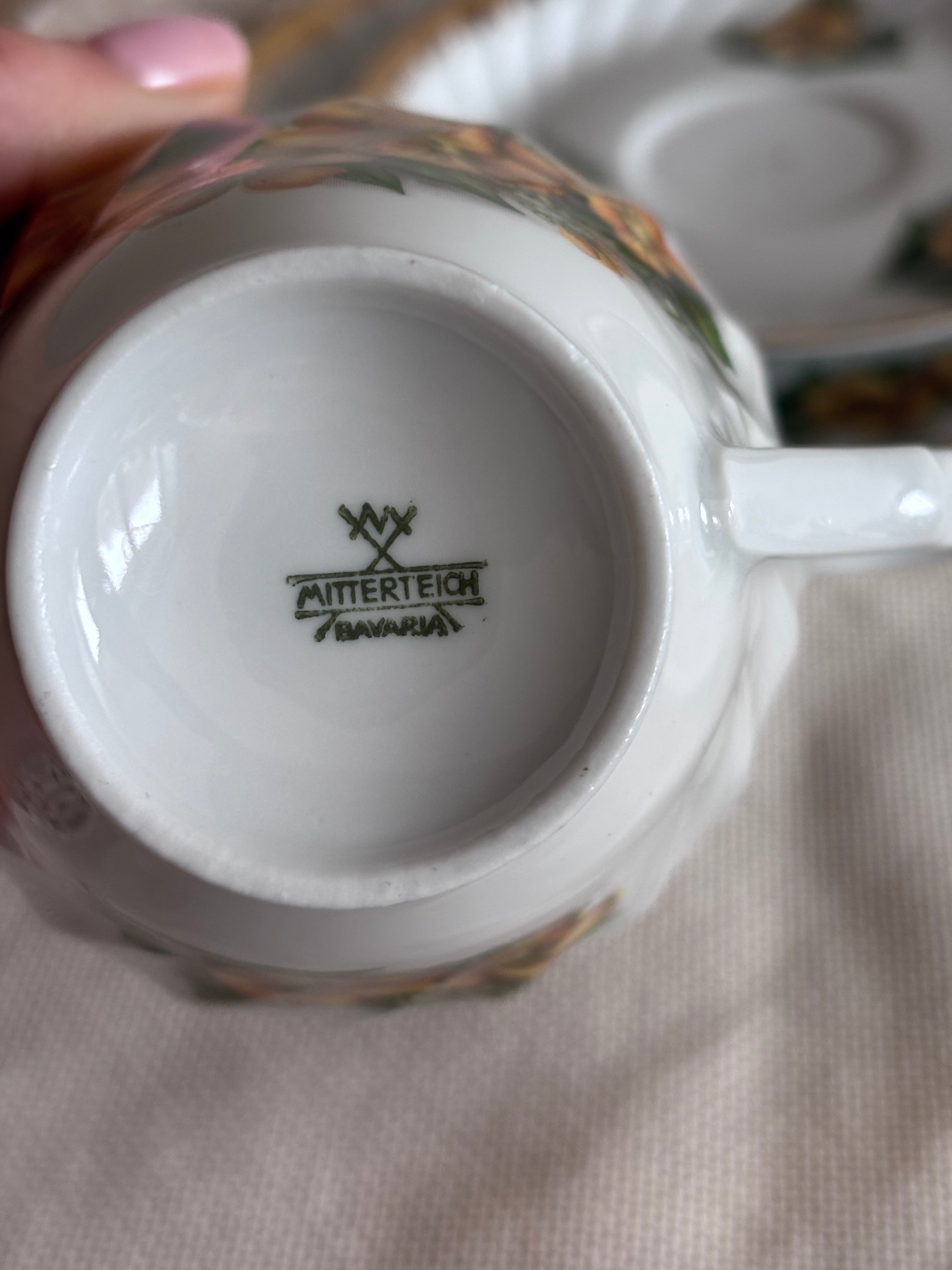 Mitterteich Bavaria vintažinio puodelio trio
