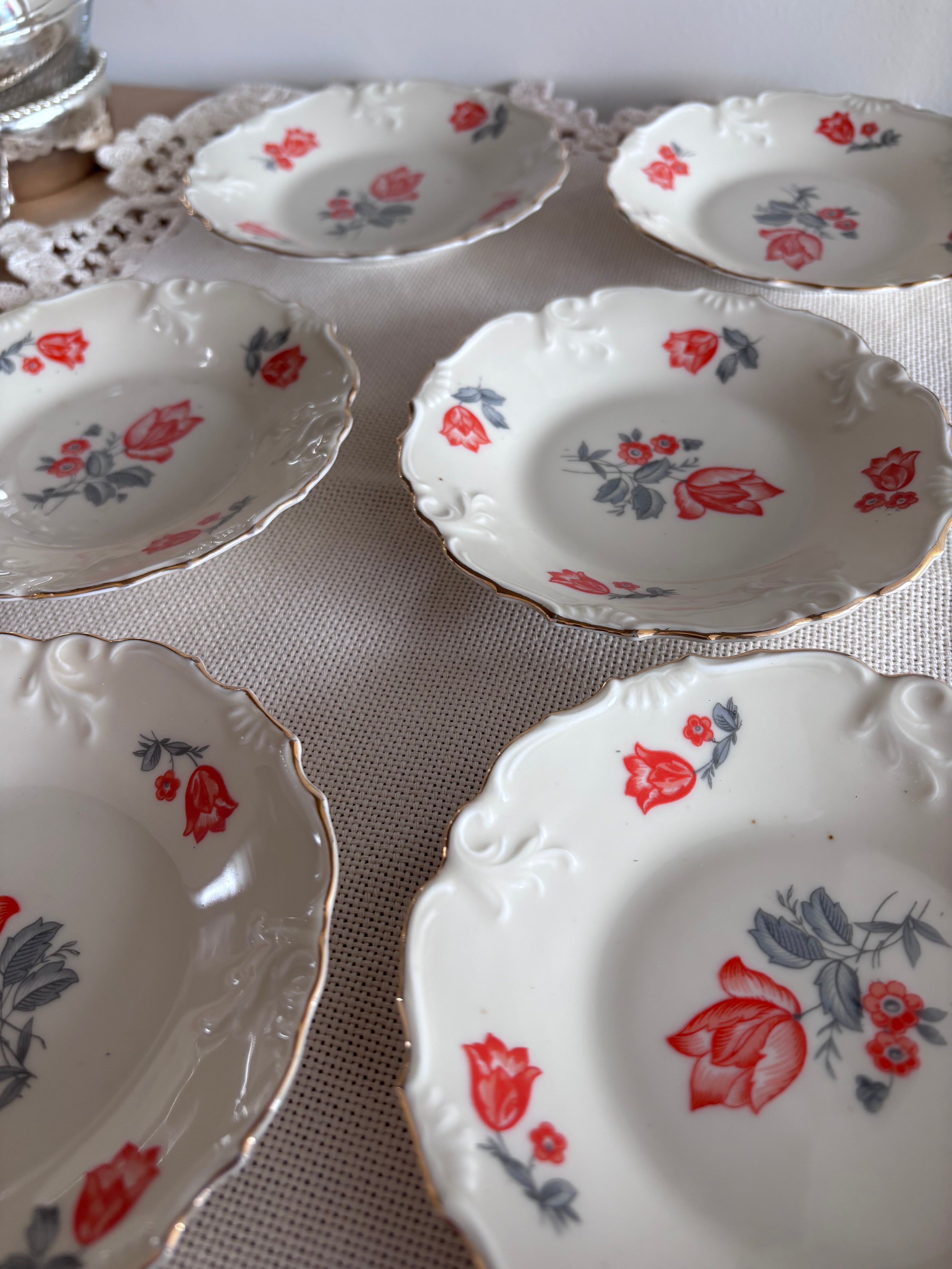 Vintažinės Bavaria porcelianinės lėkštutės su rožytėm